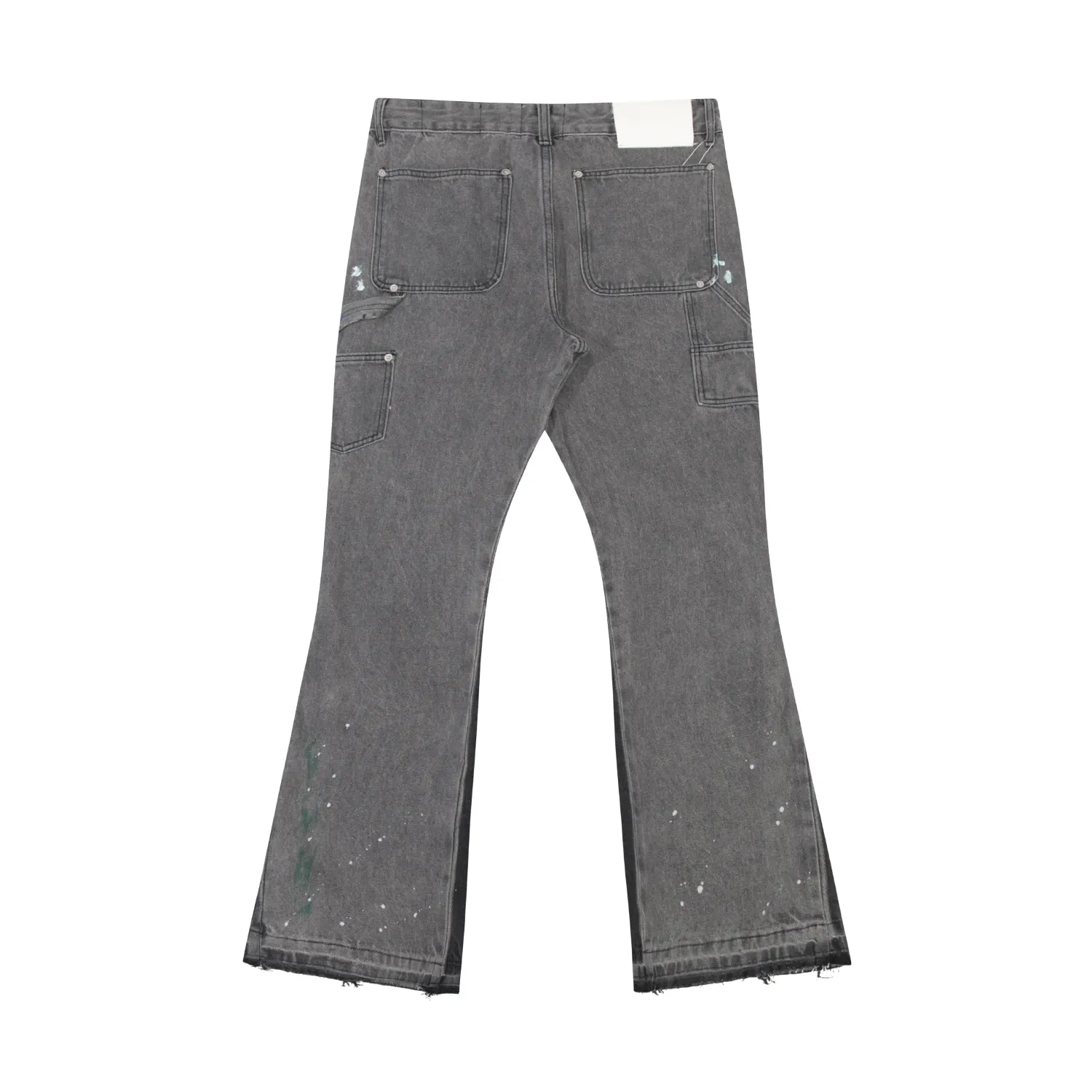 653#Gallery Dept New Hand-painted Ink Splash Patches Spliced ​​Cloth Overalls Logging Pants Distressed Washed Splicing Micro-Large Jeans Beautiful Trendy Pants Versatile Casual Pants Black Gray Khaki S~XL P290